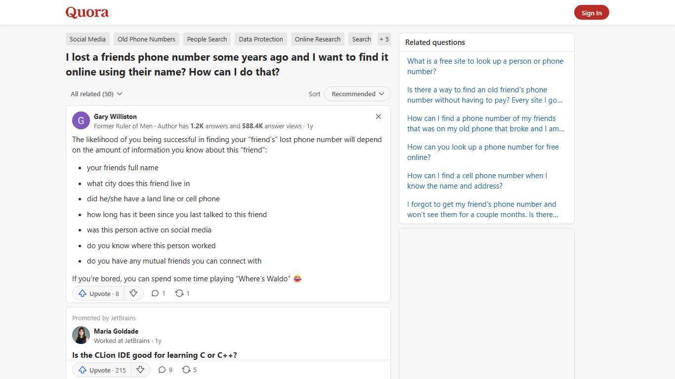 I lost a friends phone number some years ago and I want to find it online using their name? How can I do that? - Quora